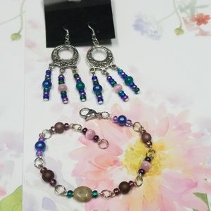Boho Dangle Earrings & Bracelet Set!